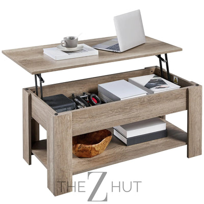 Yaheetech Wooden Coffee Table, Lift Top Coffee Table with Large Hidden Storage Shelf, Lift Tabletop Dining Tables for Living Room, Home Small Space, 38.6in, Black THE Z HUT