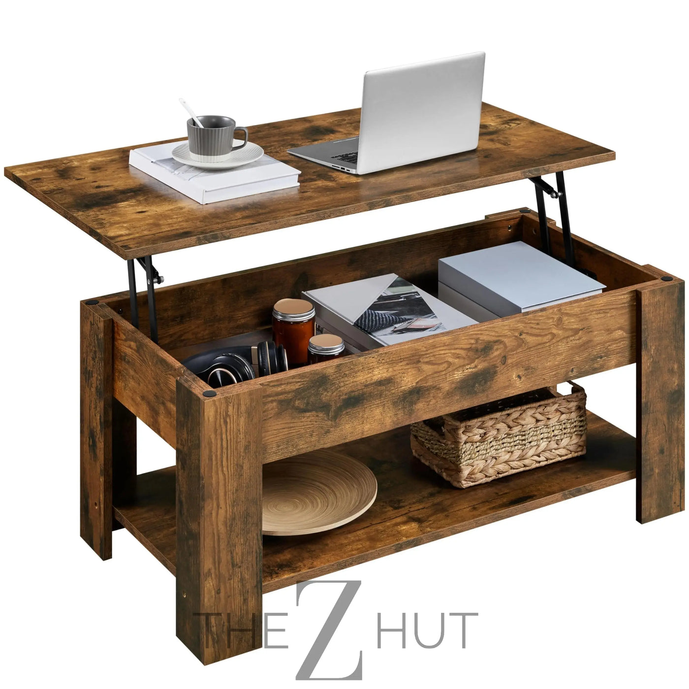 Yaheetech Wooden Coffee Table, Lift Top Coffee Table with Large Hidden Storage Shelf, Lift Tabletop Dining Tables for Living Room, Home Small Space, 38.6in, Black THE Z HUT