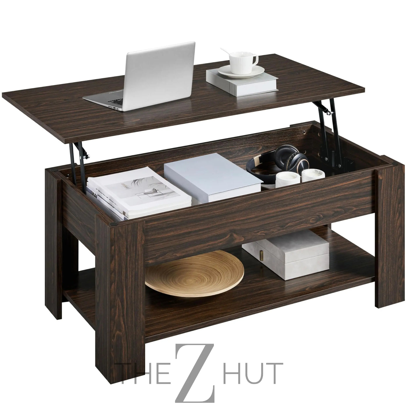 Yaheetech Wooden Coffee Table, Lift Top Coffee Table with Large Hidden Storage Shelf, Lift Tabletop Dining Tables for Living Room, Home Small Space, 38.6in, Black THE Z HUT
