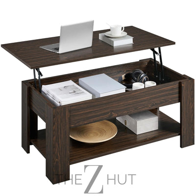 Yaheetech Wooden Coffee Table, Lift Top Coffee Table with Large Hidden Storage Shelf, Lift Tabletop Dining Tables for Living Room, Home Small Space, 38.6in, Black THE Z HUT