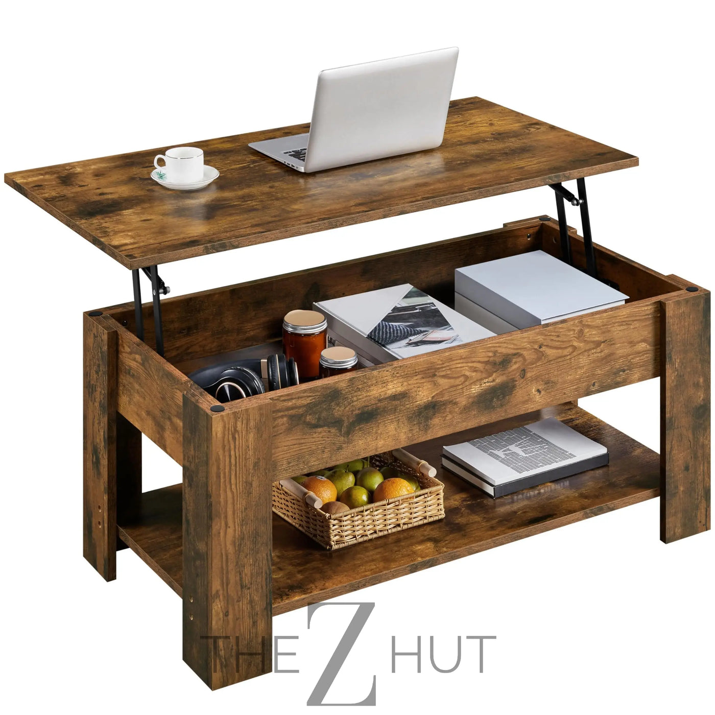 Yaheetech Wooden Coffee Table, Lift Top Coffee Table with Large Hidden Storage Shelf, Lift Tabletop Dining Tables for Living Room, Home Small Space, 38.6in, Black THE Z HUT