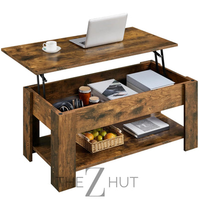 Yaheetech Wooden Coffee Table, Lift Top Coffee Table with Large Hidden Storage Shelf, Lift Tabletop Dining Tables for Living Room, Home Small Space, 38.6in, Black THE Z HUT
