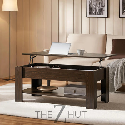 Yaheetech Wooden Coffee Table, Lift Top Coffee Table with Large Hidden Storage Shelf, Lift Tabletop Dining Tables for Living Room, Home Small Space, 38.6in, Black THE Z HUT