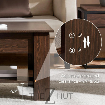 Yaheetech Wooden Coffee Table, Lift Top Coffee Table with Large Hidden Storage Shelf, Lift Tabletop Dining Tables for Living Room, Home Small Space, 38.6in, Black THE Z HUT