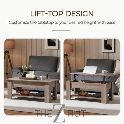 Yaheetech Wooden Coffee Table, Lift Top Coffee Table with Large Hidden Storage Shelf, Lift Tabletop Dining Tables for Living Room, Home Small Space, 38.6in, Black THE Z HUT
