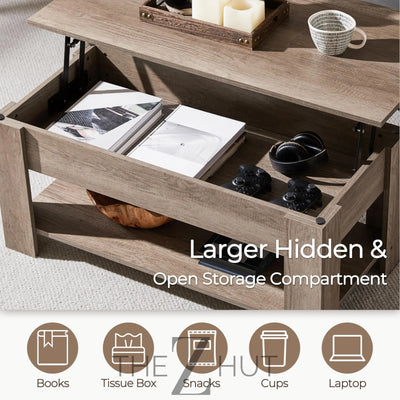 Yaheetech Wooden Coffee Table, Lift Top Coffee Table with Large Hidden Storage Shelf, Lift Tabletop Dining Tables for Living Room, Home Small Space, 38.6in, Black THE Z HUT