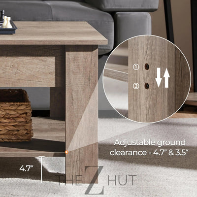 Yaheetech Wooden Coffee Table, Lift Top Coffee Table with Large Hidden Storage Shelf, Lift Tabletop Dining Tables for Living Room, Home Small Space, 38.6in, Black THE Z HUT