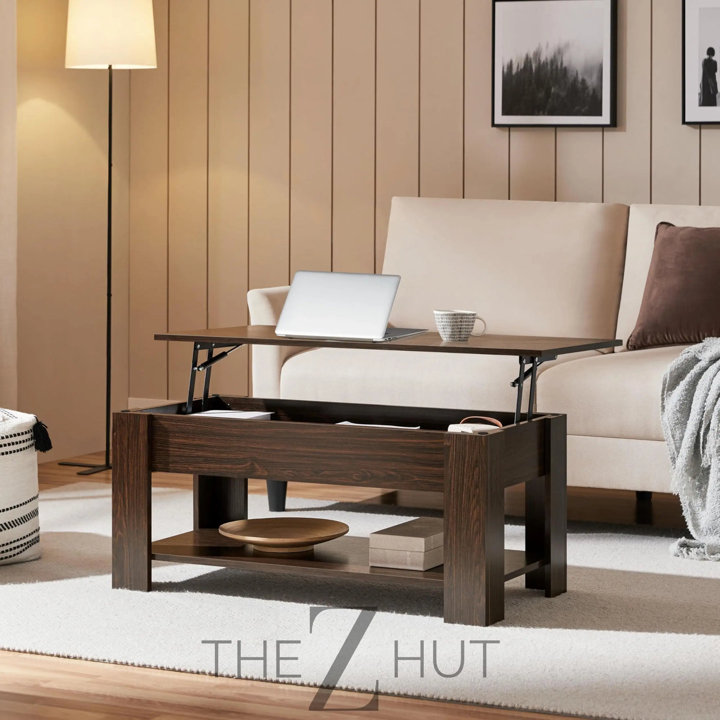 Yaheetech Wooden Coffee Table, Lift Top Coffee Table with Large Hidden Storage Shelf, Lift Tabletop Dining Tables for Living Room, Home Small Space, 38.6in, Black THE Z HUT