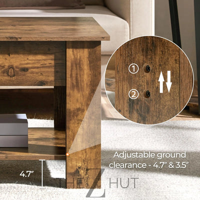 Yaheetech Wooden Coffee Table, Lift Top Coffee Table with Large Hidden Storage Shelf, Lift Tabletop Dining Tables for Living Room, Home Small Space, 38.6in, Black THE Z HUT