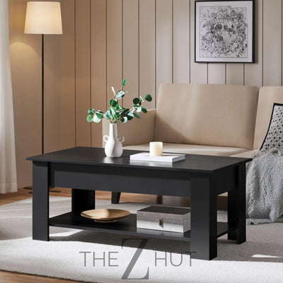 Yaheetech Wooden Coffee Table, Lift Top Coffee Table with Large Hidden Storage Shelf, Lift Tabletop Dining Tables for Living Room, Home Small Space, 38.6in, Black THE Z HUT