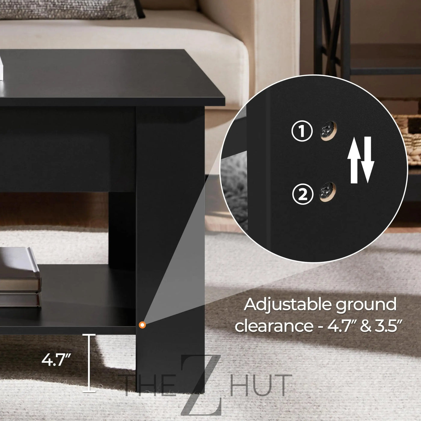 Yaheetech Wooden Coffee Table, Lift Top Coffee Table with Large Hidden Storage Shelf, Lift Tabletop Dining Tables for Living Room, Home Small Space, 38.6in, Black THE Z HUT