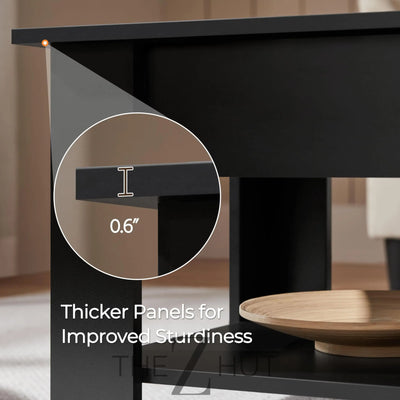 Yaheetech Wooden Coffee Table, Lift Top Coffee Table with Large Hidden Storage Shelf, Lift Tabletop Dining Tables for Living Room, Home Small Space, 38.6in, Black THE Z HUT