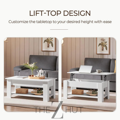 Yaheetech Wooden Coffee Table, Lift Top Coffee Table with Large Hidden Storage Shelf, Lift Tabletop Dining Tables for Living Room, Home Small Space, 38.6in, Black THE Z HUT