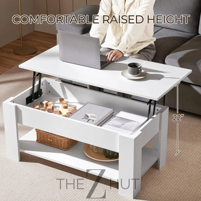 Yaheetech Wooden Coffee Table, Lift Top Coffee Table with Large Hidden Storage Shelf, Lift Tabletop Dining Tables for Living Room, Home Small Space, 38.6in, Black THE Z HUT